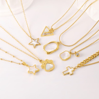 Collier en acier inoxydable étanche avec pendentifs en forme de coquille dorée et blanche, carrée, cœur, étoile, goutte d'eau et croix