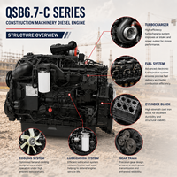 Moteur diesel refroidi par eau à 6 cylindres turbocompressé CUMS QSB6.7-C170 170HP 127kW 2000RPM pour chargeuse, excavatrice et engins de chantier