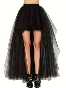 उच्च गुणवत्ता वाले तुले बैले लंबे काले टीटू स्कर्ट उच्च कमर मिडी महिला पुफी जाल स्कर्ट सरल शैली आकस्मिक पार्टी स्कर्ट - Product Image 2