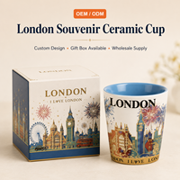 Verre à shot en céramique souvenir de Londres, Grande-Bretagne, Big Ben, petite coupe à vin, vente en gros d'usine, personnalisable