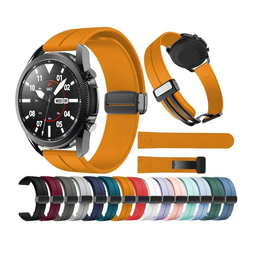 Silicone Strap for Samsung Watch 4/5 40/44mm Watch 5 Pro 45mm Band Magnetic Buckle for Galaxy Active 2