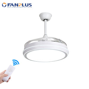 Ventilateur de plafond LED invisible de style nordique, 42 pouces, moderne, intérieur, avec pales rétractables, réversible, 3 vitesses - Product Image 1