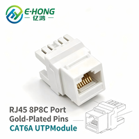 E-HONG Modul Jaringan RJ45 UTP Keystone Jack Putih 180 Derajat CAT6/CAT6A Pin Berlapis Emas