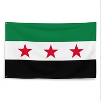 Bendera Tangan Grosir Kustom Bendera Suriah dengan Cetak Digital Bahan Poliester Tahan Lama Berbagai Bendera Negara
