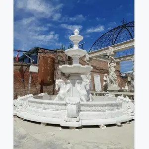 garden natural white marble outdoor water horse fountains with marble sculpture