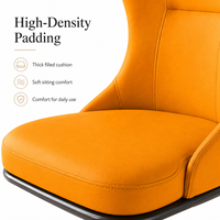 Chaise de salle à manger rembourrée à dossier haut avec accoudoirs, assise rembourrée, support en X, finition orange premium pour la maison et les restaurants