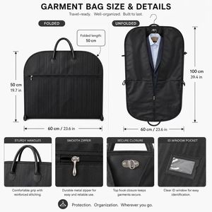 Sac de voyage pour vêtements en tissu Oxford OEM/ODM, protège-costume de luxe à fermeture éclair avec poignée pour la vente en gros - Product Image 3