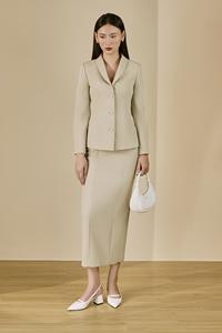 Jupe crayon droite en twill structuré pour femme, taille haute, unie, disponible en plusieurs couleurs KV28 - Product Image 5