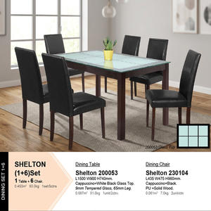 En stock : Ensemble table et chaises de salle à manger JPS 200053, design moderne, en bois d'hévéa massif, plateau en verre trempé de 9 mm, mobilier de salon haut de gamme - Product Image 2