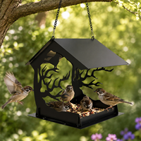 Mangeoire à oiseaux décorative en métal Oniya, mangeoire à graines pour oiseaux sauvages en plein air, plateforme d'alimentation pour jardin