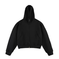 Hoodie Crop Cleanfit Streetwear Amerika 500G Heavyweight - Jaket Cardigan Boxy Tebal Oversize Unisex