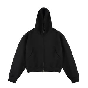 Sudadera con Capucha Corta Estilo Urbano Americano de 500G - Chaqueta Cardigan Unisex Oversize Gruesa y Holgada - Product Image 3