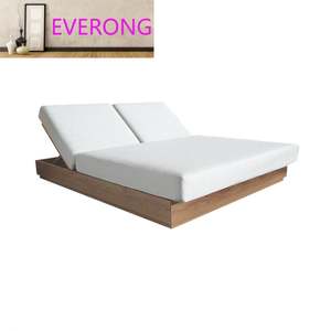 Chaise longue de <span class=keywords><strong>jardin</strong></span> en bois de couleur naturelle, mobilier d'extérieur, canapé inclinable, double, pliable, en aluminium, pour le bord de la piscine, chaise longue de soleil d'extérieur - Product Image 1