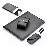 Sac d'ordinateur en cuir imperméable 2 en 1 et tapis de souris avec surface de glisse fluide pour MacBook Air/Pro, housse de protection