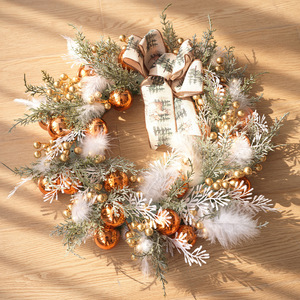 Southpeak Luxury Eco-Friendly Artificial PVC Wreath with Christmas Balls Feathers Bow for Home Front <b>Door</b> Holiday Decor - Product Image 1