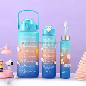 Flip Top Leakproof Durable BPA Free Non-Toxic Eco-Friendly Straw with Cap Motivational Sports 3 in 1 Water <b>Bottle</b> - Product Image 2
