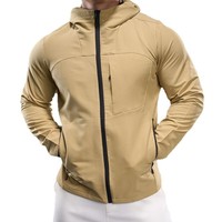 Pakaian Olahraga Pria Hoodie Full Zip Jaket Sport Performa Tinggi Elastis untuk Hiking Trekking Climbing Outerwear Jogging Workout