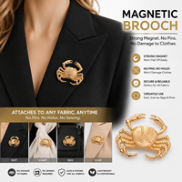 Broche magnétique en forme de crabe, clip pour vêtements sans perforation, accessoire de mode, pour usage quotidien, fêtes, mariages, cadeau personnalisé avec logo, unisexe