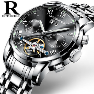Montres automatiques mécaniques pour hommes <span class=keywords><strong>ONTHEEDGE</strong></span>, acier inoxydable, étanches, date, semaine, vert, mode classique, montres-bracelets, Reloj Hombre - Product Image 5