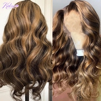 Perruque en cheveux naturels bruts ondulés 13x4 P4/27 blond avec mèches, perruque frontale en dentelle HD 13x6, vente en gros