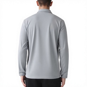 Camisa de Manga Larga Azul para Hombre con Logotipo Bordado en la Parte Delantera, Poliéster/Algodón Sólido, Estilo Casual Elegante, Secado Rápido, 220g, Diseño con Botones - Product Image 2