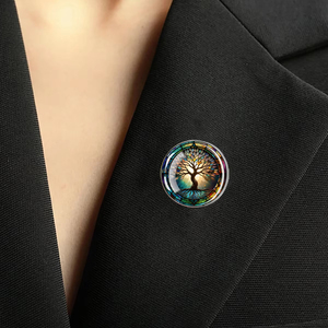 Broche Croix Arbre de Vie Style Vitrail - Épingle de Revers Simple en Métal avec Dôme en Verre de 25mm, Bijou Tendance pour Cadeau et Tenue Quotidienne - Product Image 3