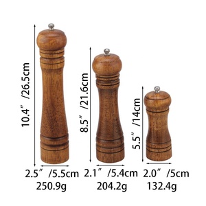 Ensembles de moulins à poivre rechargeables en bois de noyer avec rotor de meulage en céramique réglable Ensemble de moulins à sel et à poivre en bois - Product Image 5
