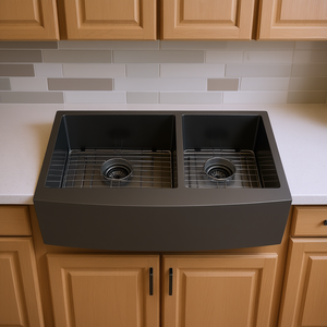 Fregadero Doble para Cocina Estilo Farmhouse en Negro Gunmetal, 36x21x10, Acero Inoxidable con Acabado Mate - Product Image 2