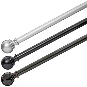 Tringle à rideaux moderne en argent avec anneaux et embout en boule pour une installation facile - Product Image 3