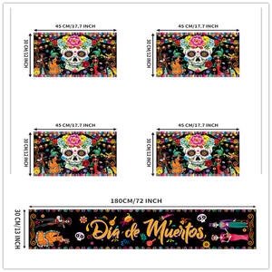Écran d'arrière-plan <span class=keywords><strong>de</strong></span> bannière <span class=keywords><strong>de</strong></span> décoration du jour des morts du Mexique, décoration <span class=keywords><strong>de</strong></span> Dia <span class=keywords><strong>de</strong></span> Los Muertos, nappe <span class=keywords><strong>de</strong></span> drapeau du jour des morts - Product Image 6