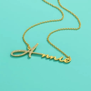 Collier en acier inoxydable avec diamants, personnalisable avec un nom, bijoux de mode pour femmes, certifié CE - Product Image 6