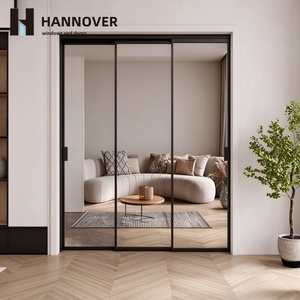 <span class=keywords><strong>Porte</strong></span> coulissante intérieure sur mesure HANNOVER, cadre noir en alliage d'aluminium, verre dépoli, isolation phonique, <span class=keywords><strong>porte</strong></span> coulissante OEM ODM - Product Image 2
