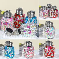 300ml Luxe Strass Acier Inoxydable Tasse Isolée Portable Perle Chaîne Bouteille D'eau Mini Gros Ventre Thermos Flacons Sous Vide