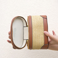 Sac à main femme en paille marron, sac fourre-tout petit format en paille PP tressée, sac à bandoulière vintage français pour l'été et la plage 2026