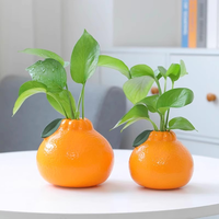 Vas Keramik Simulasi Oranye Pot Hidroponik Pothos Minimalis Elegan & Tahan Lama Dekorasi Meja Rumah