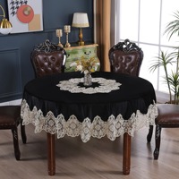 Nappe de table en velours polyester de luxe, ronde, multicolores, dentelle occidentale, broderie florale, design noir et vert, mariage, fête, événements