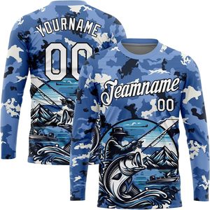 Camiseta de Pesca Personalizada de Manga Larga para Hombre, Mujer y Jóvenes, con Nombre y Número Personalizados, Protección Solar UPF 50, Secado Rápido, Unisex, Tallas XS-5XL - Product Image 1