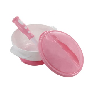 Ensemble de bols d'alimentation pour bébé écologiques sans BPA, en <span class=keywords><strong>PP</strong></span> de qualité alimentaire, design classique avec cuillère verte et rose, produit de sécurité pour bébé - Product Image 4