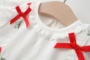 Robes pour filles à bas prix, robe de fête en mousseline de soie sans manches à volants avec un motif cerise - Product Image 4