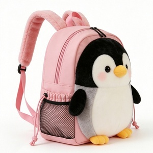 Mochila con cara de pingüino adorable, Mochila escolar de pingüino de peluche suave, Mochila de pingüino de dibujos animados, Bolsa de peluche de pingüino adorable - Product Image 4