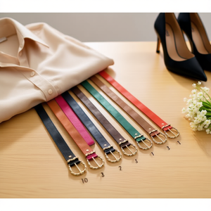 Cintura da donna alla moda con fibbia ovale e cinturino dritto in PU da 3,3 cm - Product Image 2