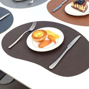 Set de table Shoho en cuir PU en forme de mangue, couleur unie, isolant thermique, imperméable et résistant à l'huile, style occidental - Product Image 2