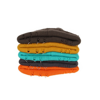 Syh1137 Distressed Beanie Winter Gebreide Hoeden Trendy Metalen Ringen Pin Hiphop Skull Cap