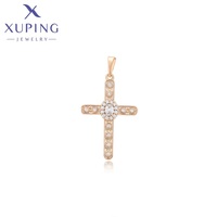 X000716910 Bijoux XUPING Plaqué Or 18K Zircone Cubique Synthétique Sertie de Pierres Grand Pendentif Croix à la Mode