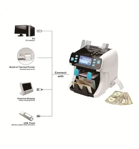 Numen contador de notas bancárias com 2 bolsos, máquina profissional de contagem de dinheiro daul cei