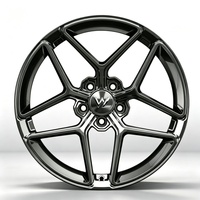 Jantes forgées monobloc 5x112 5x114.3 6061-T6, finition noir brillant poli, 5 branches, concave profond, sport, pour BMW, Benz, Mustang, OEM disponible