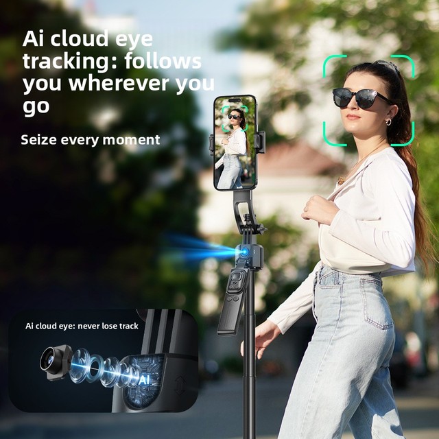 Cloud Stabilizer Aluminum Alloy Selfie Stick Smart AI Face Tracking Anti-Shake Four-Legged Tripod 1630mm Extended Length Live