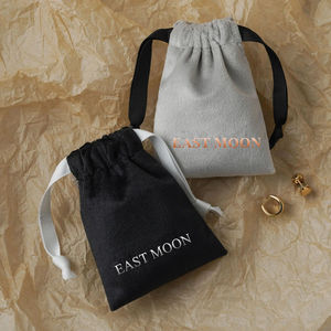 Sacs à bijoux imprimables avec logo, sacs à bijoux en soie personnalisés pour mariage, sacs à cosmétiques en velours à cordon - Product Image 1