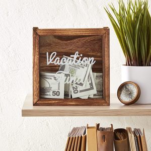Caisse d'épargne de voyage personnalisée tirelire en bois ombre boîte de fonds de lune de miel grandes tirelires en bois pour adultes - Product Image 6