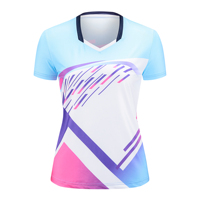 Baju olahraga Regular wanita, kaus latihan reguler tim tenis meja profesional bernapas Slim Fit
